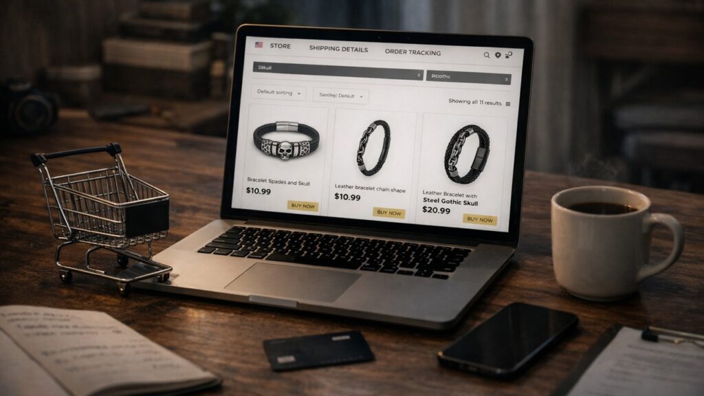 Англоязычный Дропшиппинг интернет-магазин на мониторе ноутбука